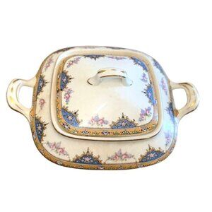 Vintage Porcelain Tureen Covered Dish Decorative Floral Serving Piece Antique